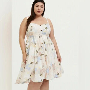 Torrid | Light Pink Floral Challis Button Hi-Lo Dress | Size 2
